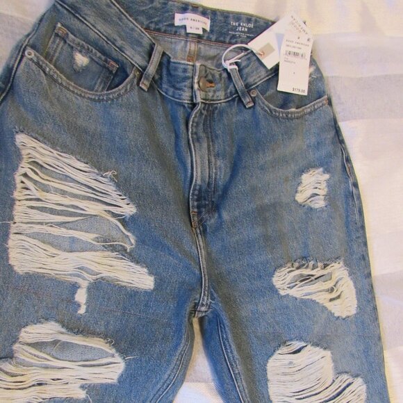 $179 Good American THE KHLOE Jeans, Blue, Distressed,sz. 6 - Picture 4 of 7